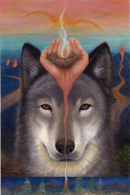 "Fire Spirit Wolf" by Mia Bosna